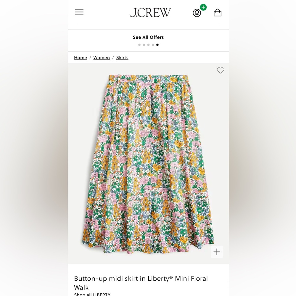 J Crew Liberty Floral Midi Skirt